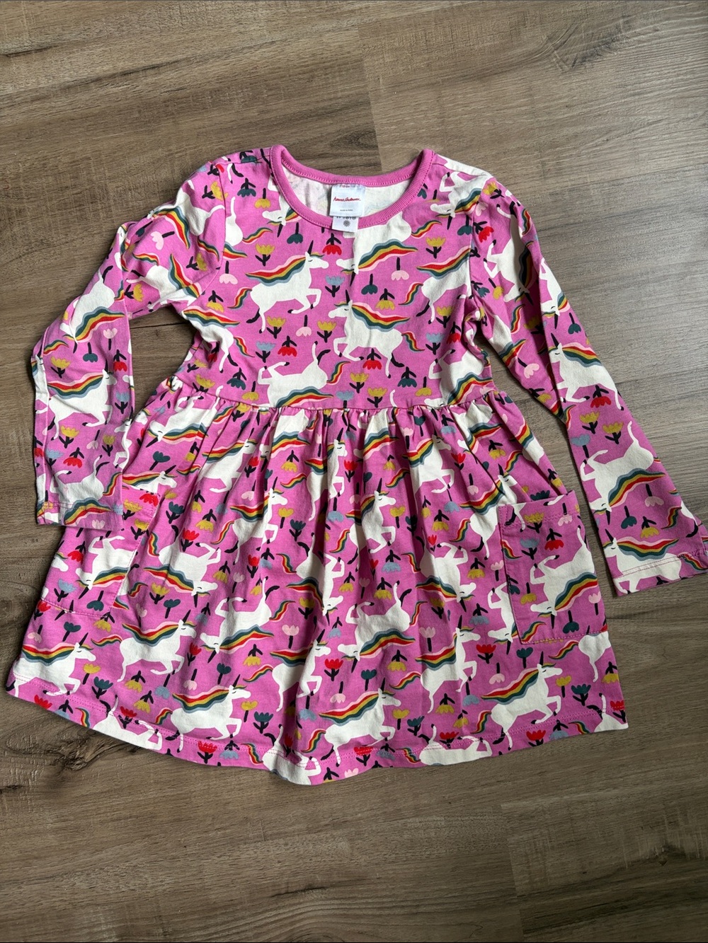 Hanna Andersson Pink Unicorn Long-Sleeve Twirl Dress